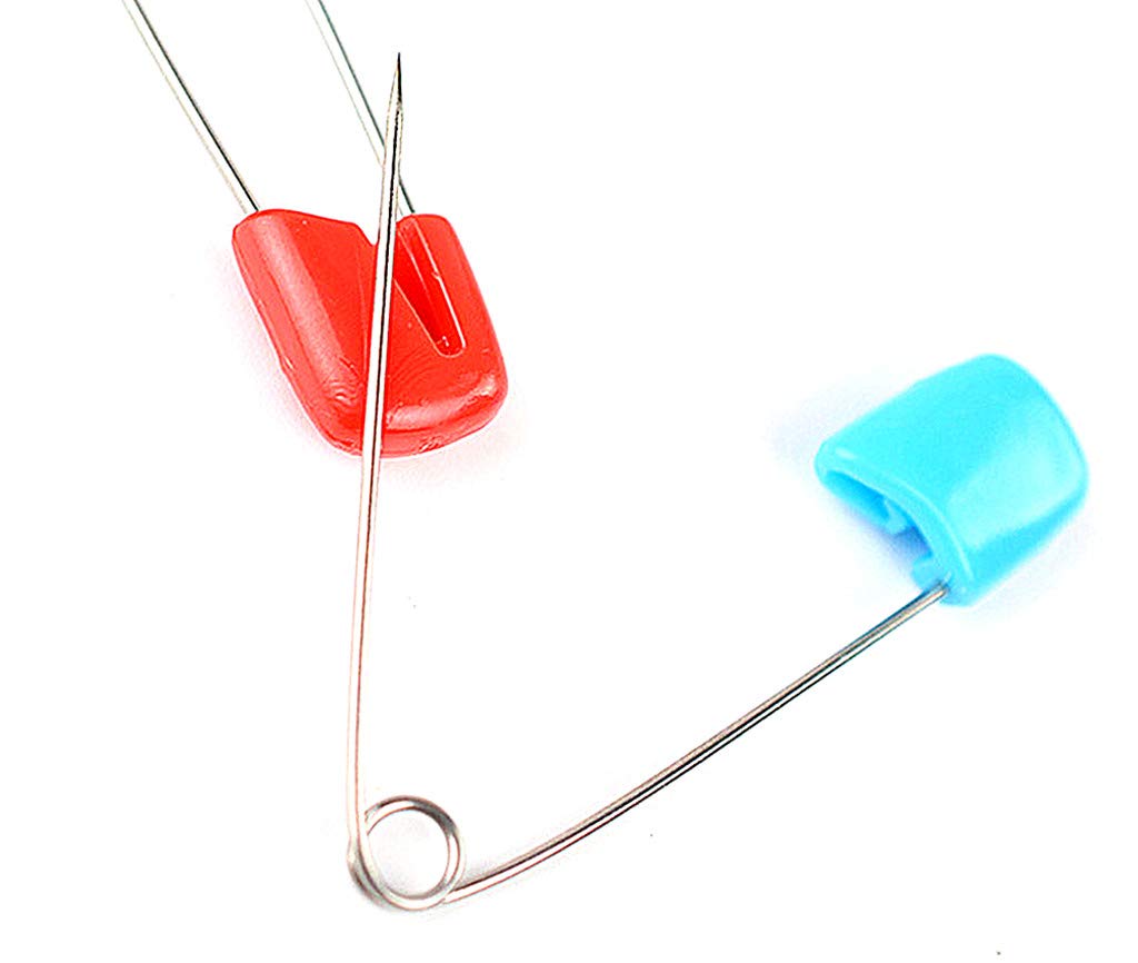 Kinteshun Baby Safety Pins,Kid Secure Clips Diaper Bib Nappy Pin with Safe Lock(50pcs,1.6 inches,7 Assorted Candy Colors)