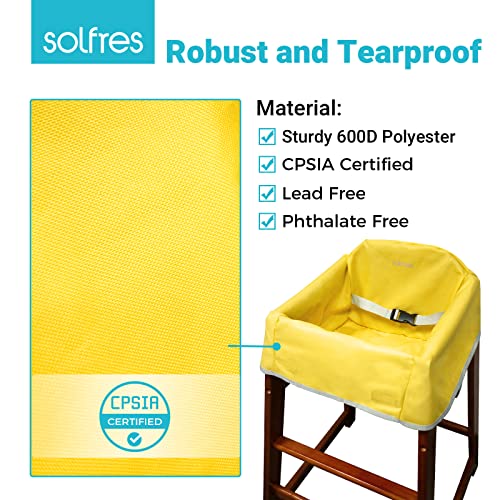 Solfres Dual-Belt High Chair Cover, Baby High Chair Cover, Upgrade Version, for Wooden or Restaurant High Chair, Sturdy and Robust Material, Yellow