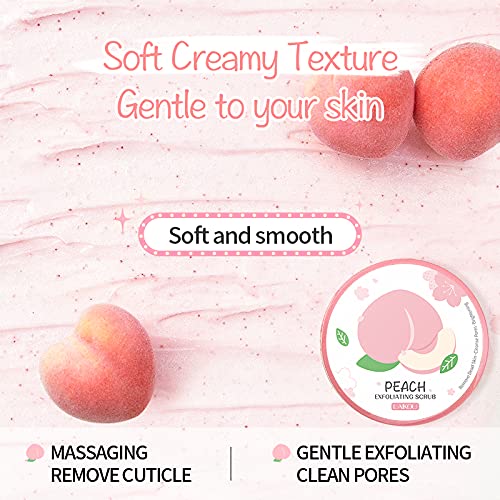 MIESCHER Peach Exfoliating Body Scrub, Ultra Hydrating and Gentle Smoothing Scrub for Body & Face - Remove Dull, Dead Skin, Minimize Pores, Essential Skin Care for Men and Women