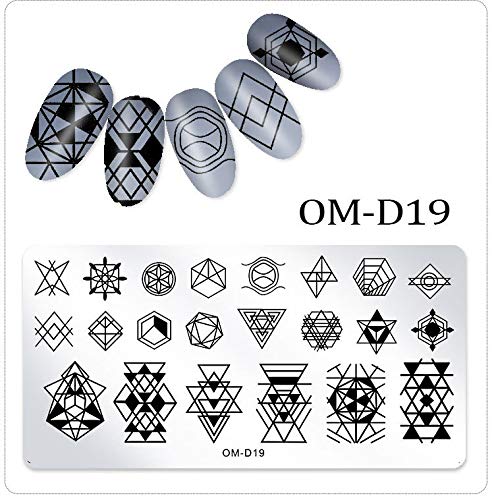 WOKOTO 5Pcs Nail Plates Stamping Set With Classic Geometric Stars Nail Image Plate Stamping Nail Art Kit With Stamper And Scraper Kit For Women Girls