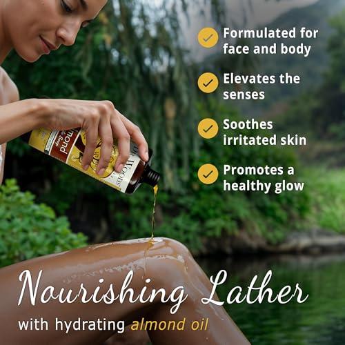 Dr. Woods Almond Liquid Castile Soap with Pump- Castile Soap with Pure Almond Oil, Body Wash for Men and Women, Contains Organic Shea Butter, Natural Cleaner for Face, Hands, and Body - 32 Fl Oz