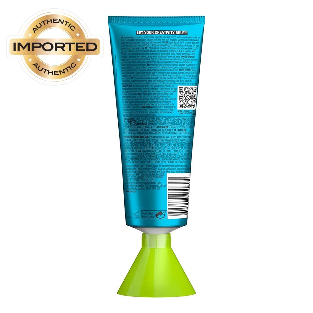 Bed Head TIGI Back It Up Texturising Hair Cream for Shapeshifting Style with Baobab Fruit Extract, Long Lasting Hold, Texture & Definition, Controls Frizz, Hair Shaping Cream for Styling, 125 ml