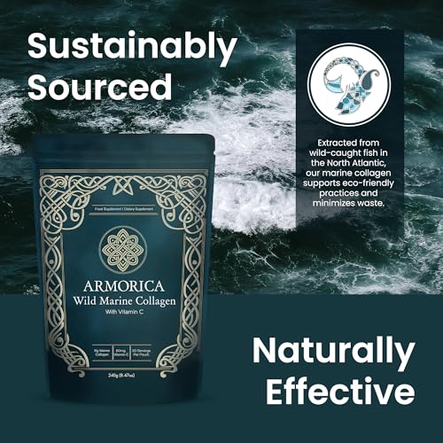 ARMORICA Wild Marine Collagen with Vitamin C | Sustainably Produced from Wild Fish in The North Atlantic | 30 Servings - (Unflavoured Powder, 240g)