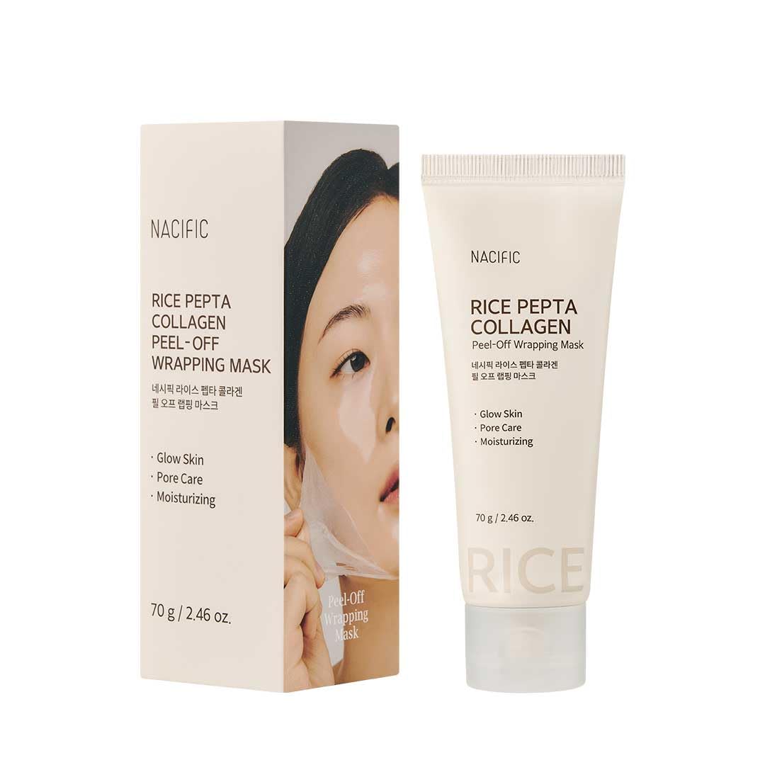 NACIFIC Rice Pepta Collagen Peel-Off Wrapping Mask 2.46oz. 70g Korean Skin Care Face Mask Hydrating Overnight Elasticity Firming Pore Minimizing Glow Glass Skin for All skin types