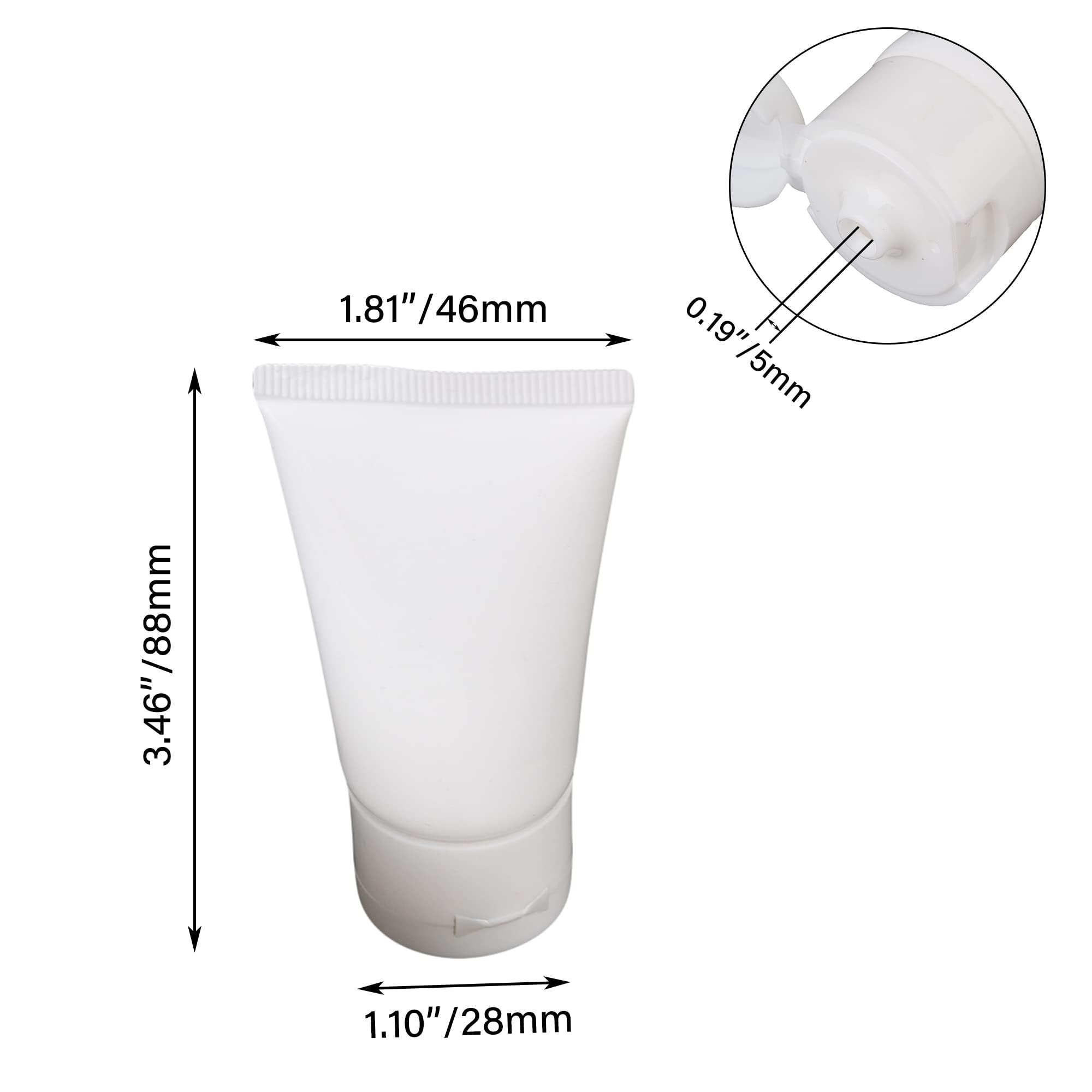 BQLZR 30ml White Soft Flip Plastic Empty Tube Cosmetic Cream Lotion Shampoo Travel Containers Pack of 10