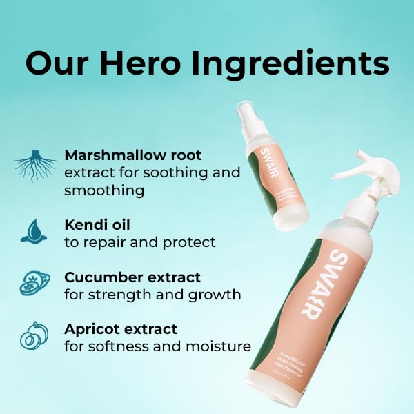 SWAIR SweatShield Hair Protector - Leave-in Conditioner Spray - Repels Sweat, Humidity, Fights Frizz - Clean Formula - 8oz