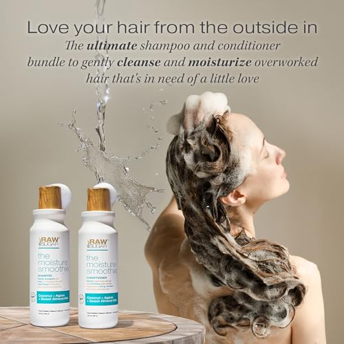 Raw Sugar Moisture Smoothie Shampoo and Conditioner with Coconut Oil, Agave, & Sweet Almond Milk, Hydrates & Nourishes Dry Hair, Formulated without Sulfates + Parabens