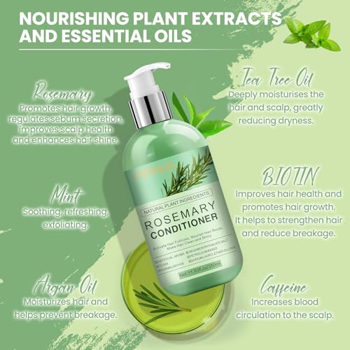 Rosemary Conditioner for Hair Growth: Conditioner for Thinning Hair & Anti-Hair Loss for Men and Women - Rosemary Mint Strengthening Conditioner with Tea Tree Oil Biotin