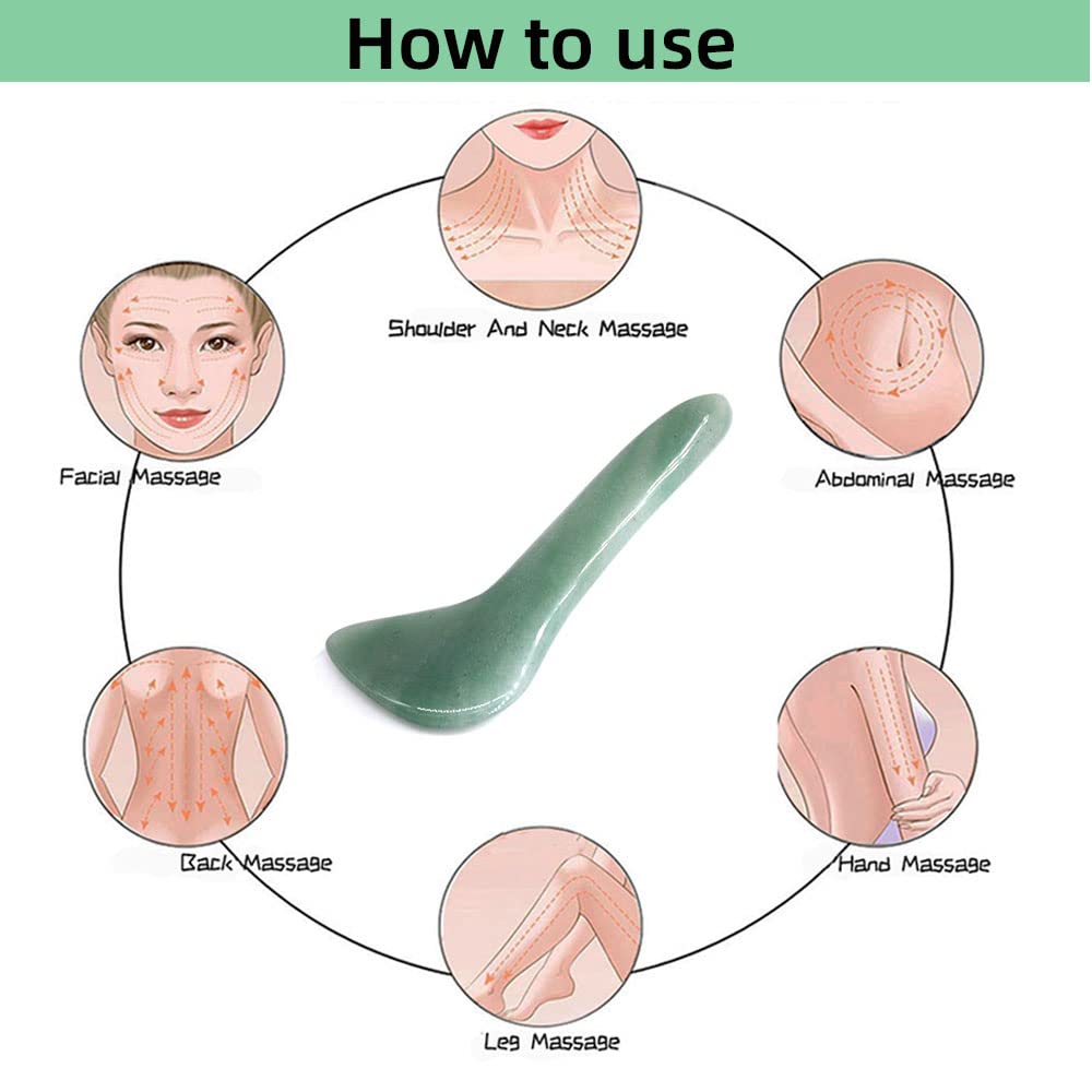 Jade Gua Sha Massage Tools Facial Tool 100% Natural Green Gua Sha Anti Aging Facial Skin SPA for Rejuvenate Skin Anti-wrinkle Anti Aging
