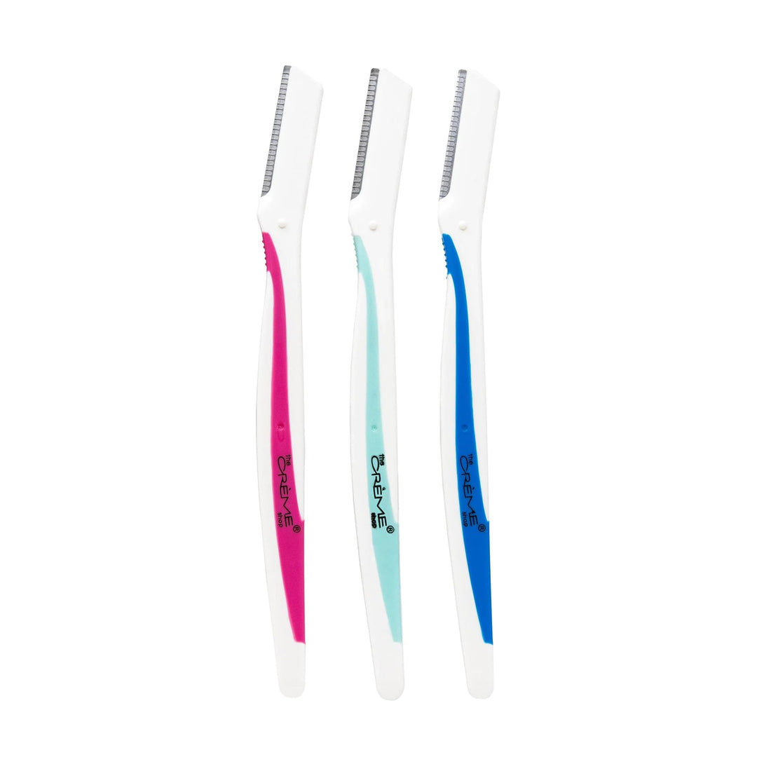 The Crème Shop Fuzz Off! Angled Brow Razors | Dermaplaning Tool for Face | Face Razors for Women | Stocking Stuffers for Women (Pack of 3)