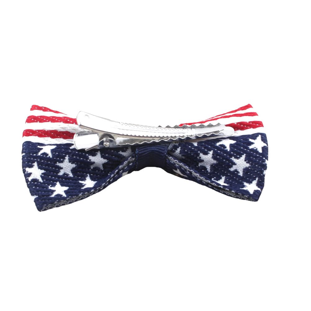 Aysekone 2 Pcs/Pack Baby Girls American Flag Hair Bow Hair Clips Fourth of July Hair Accessories Kids Patriotic Hair Bows Hairgrips