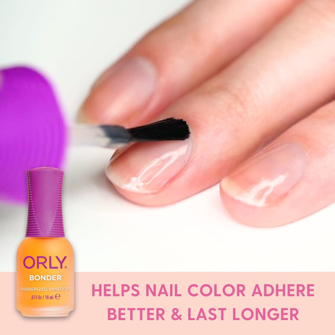 ORLY Bonder | Nail Polish Base Coat | Rubberized Basecoat for Long-Lasting Manicures & Pedicures | Non-Toxic | 0.6 fl oz