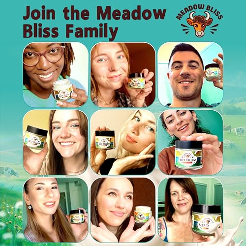 Meadow Bliss Beef Tallow for Skin - Moisturizer Cream - 100% Grass Fed - Whipped Beef Tallow - Organic Jojoba Oil - Organic Shea Butter - Supports Eczema, Rosacea+ - Made in USA - Citrus Breeze - 2 oz