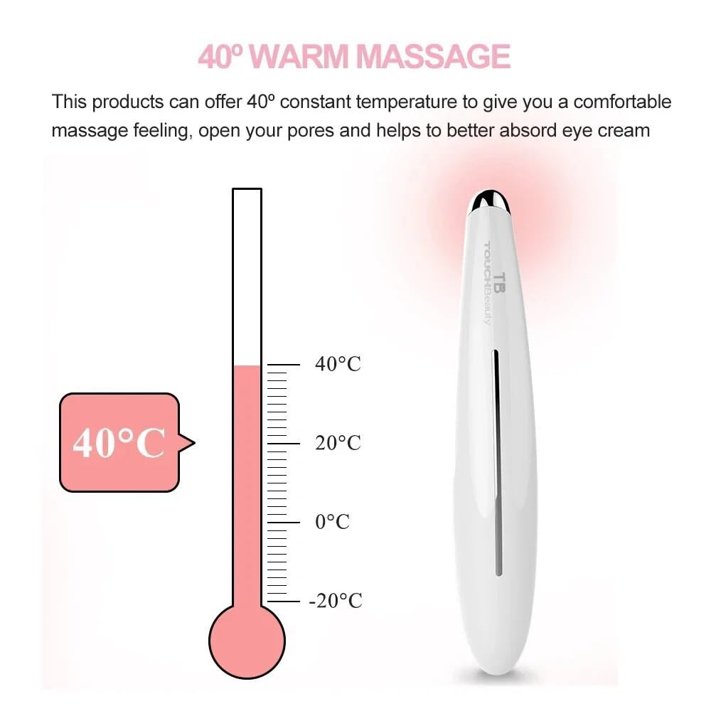 TOUCHBeauty Eye Massaging Pen, Dark Circle Treatment With Sonic Vibration & Heating (White)