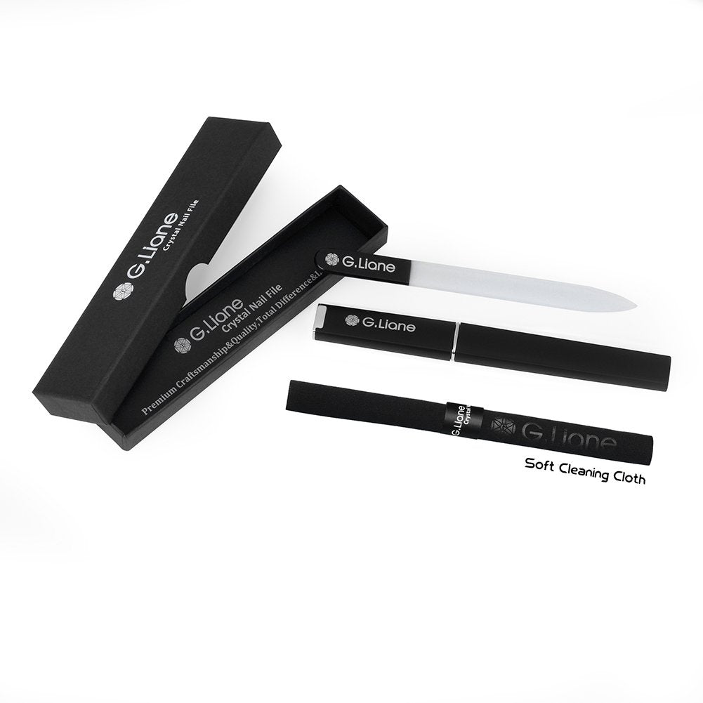 Best Crystal Nail File Set G.Liane Professional Nail Files Manicure Pedicure Kit For Natural Nails Acrylic Nails Gels Nails Manicure Tools For Home And Salon (Black)
