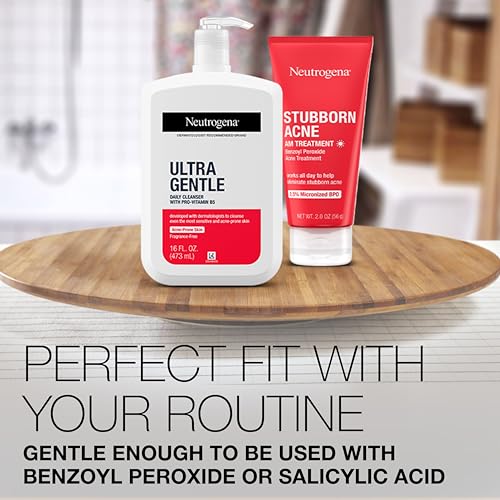 Neutrogena Ultra Gentle Daily Facial Cleanser with Pro-Vitamin B5 for Acne-Prone & Sensitive Skin. Fragrance, Dye, Soap, and Paraben-Free, Hypoallergenic Face Wash, 16 fl. oz