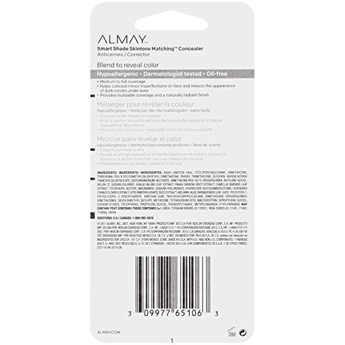 Almay Smart Shade Concealer, Hypoallergenic, Cruelty Free, Oil Free, -Fragrance Free, Dermatologist Tested