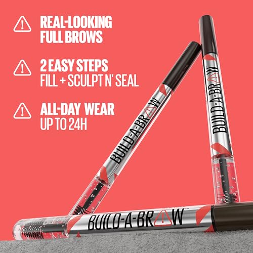 Maybelline Build-A-Brow 2-in-1 Brow Pen and Sealing Eyebrow Gel, Eyebrow Makeup for Real-Looking, Fuller Brows, Blonde, 1 Count