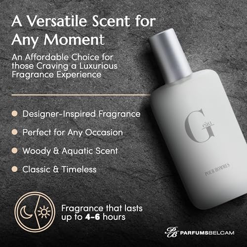 PB ParfumsBelcam G eàu Eau de Toilette Perfume Spray for Men - 3.4 Fl Oz Affordable Long Lasting Cologne, Modern Masculine Scent with Woody Citrus Fragrance Made with Premium Oils for All Day Use