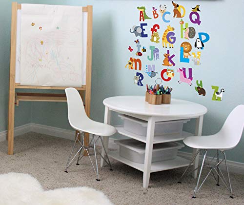 ABC Wall Decals - Alphabet Educational Animal Stickers - Classroom Decor - Playroom Decals for Wall - Animal Letters to Stick Kindergarden - Bedroom Stickers Kids ABC Lettering - [Gift Included]!