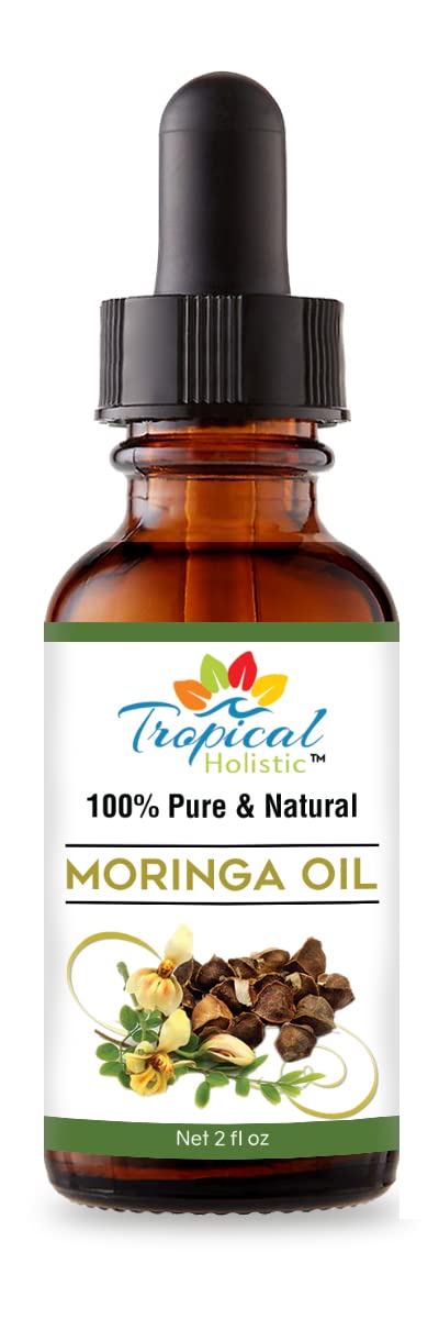 100% Pure Virgin Organic Moringa Oil 2 oz - Cold Pressed Unrefined Natural, Undiluted Food Grade & Non-GMO For Face, Body, Hair with Glass Bottle w/Dropper