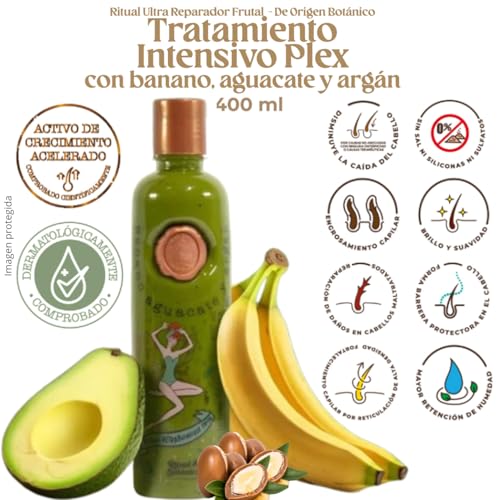 RITUAL BOTANICO Kit Crecimiento Acelerado y Reparación S.O.S.: Shampoo de Romero, Mascarilla para el Cabello con Colageno, Acondicionador Intensivo PLEX, Termoprotector para cabello (Incluye Obsequio)