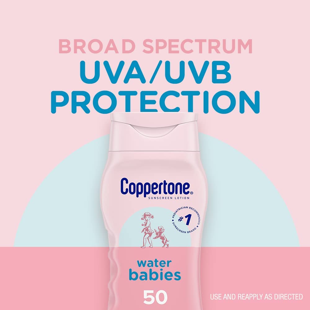 Coppertone Water Babies Sunscreen Lotion, SPF 50, 8 oz. (Pack of 2)
