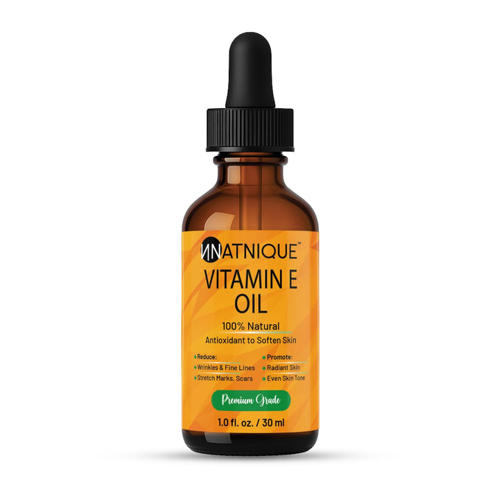 Vitamin E Oil 1oz 100% Natural for Nails, Hair, Face, Eyebrows, Eyelashes, and Body. Non-GMO, Natural D-Alpha Tocopherol. for Nail Growth, and Vitamin E for Skin