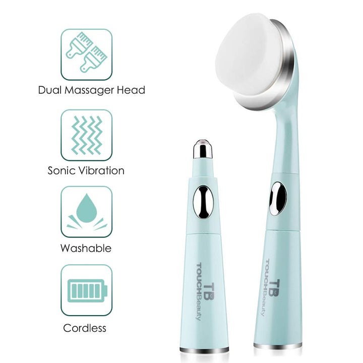 TOUCHBeauty Sonic Eye Massager with Soft Facial Cleansing Brush Eyes & Face Skin Care Device Relieves Dark Circles and Puffiness 1581
