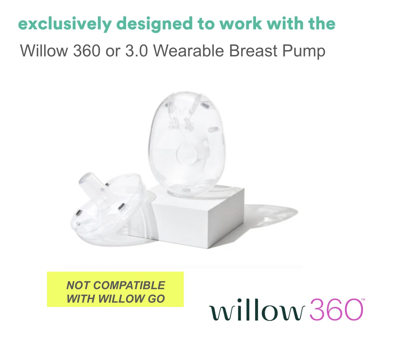Willow - 360 Breast Pump Flanges - 27mm Breast Shield - for Willow 360 or 3.0 Wearable Breast Pump, Hands-Free for Leak Proof Breast Pumping with Spill- Proof Milk Bags - 2ct