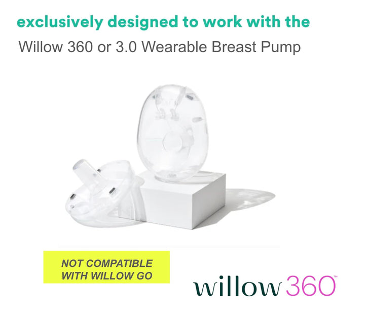 Willow - 360 Breast Pump Flanges - 27mm Breast Shield - for Willow 360 or 3.0 Wearable Breast Pump, Hands-Free for Leak Proof Breast Pumping with Spill- Proof Milk Bags - 2ct