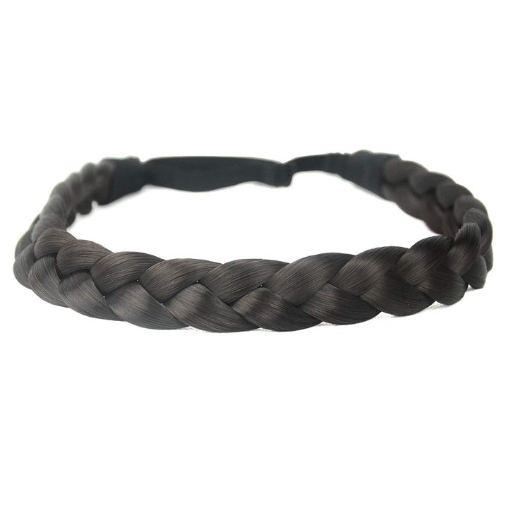 BOBIYA 3 Strands Synthetic Hair Braided Headband Classic Chunky Wide Plaited Braids Elastic Stretch Hairpiece for Women Girl Beauty Accessory, 55g (Chestnut)