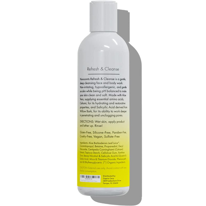 Nonscents Fragrance Free Body Wash | Ph Wash & Acne Cleanser | 2 in 1 Face & Body Wash | Sensitive Skin Body Wash with Salicylic Acid for All Skin Types | Made in USA