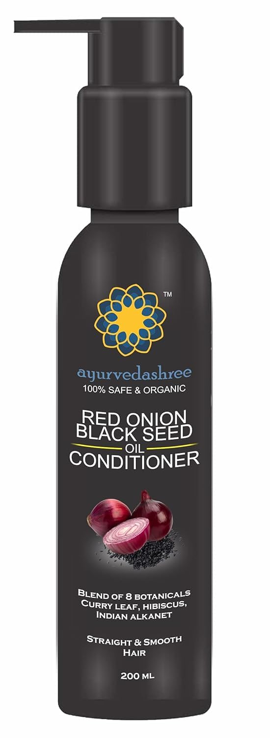 AYURVEDASHREE Botanical Conditioner - Red Onion, Black Seed, Argan, Coconut, Neem, Hemp, Amla & Aloe Vera | Deep Conditioning for Dry, Thin & Damaged Hair | 200 ML - 6.76 fl oz