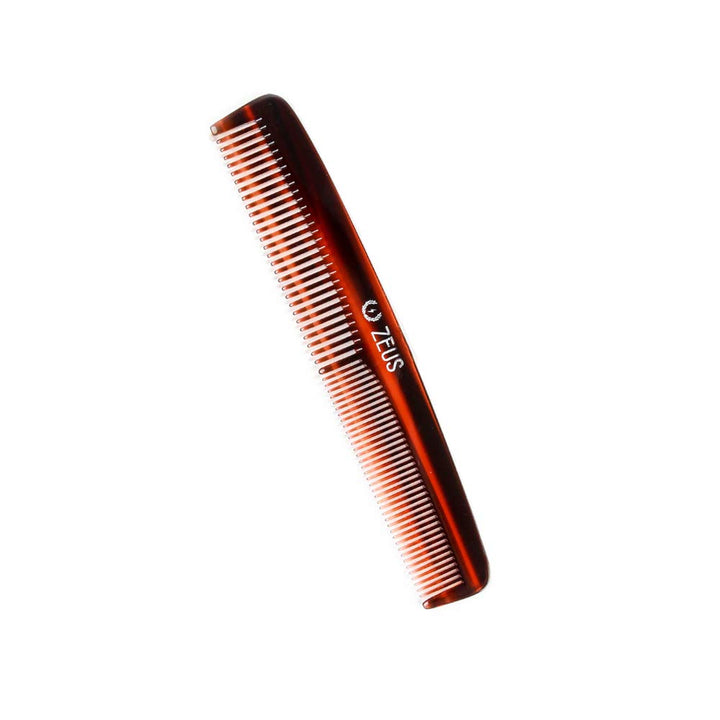 Zeus Handmade Saw-Cut Beard Comb - 6” x 1” - Premium, Static-Free Comb for Beards and Mustaches with Medium and Fine Tooth Sides
