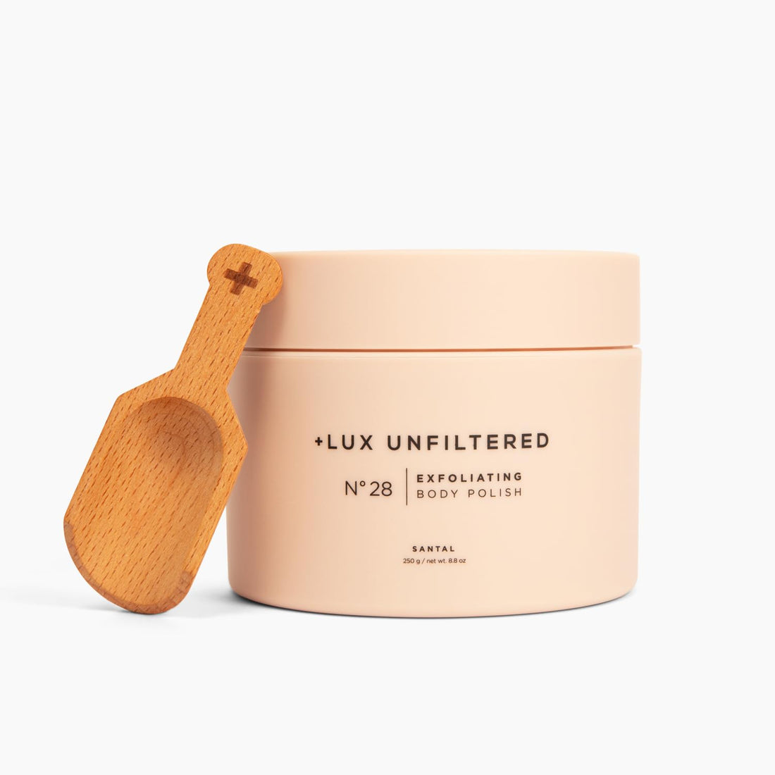 + Lux Unfiltered N°28 Exfoliating Body Polish in Santal, Hydrating and Moisurizing Sugar Scrub, Gluten Free, Vegan + Cruelty Free Exfoliating Soap