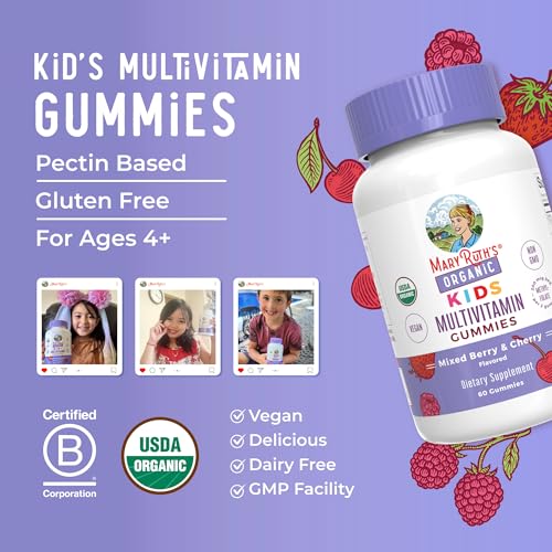 MaryRuth Organics Kids Vitamins | Multi | 1 Month Supply | Kids Multivitamin Gummies for Ages 4+ | Multivitamin for Kids | Vitamins for Kids | Vegan | Only 2 Gummies a Day | 60 Count |