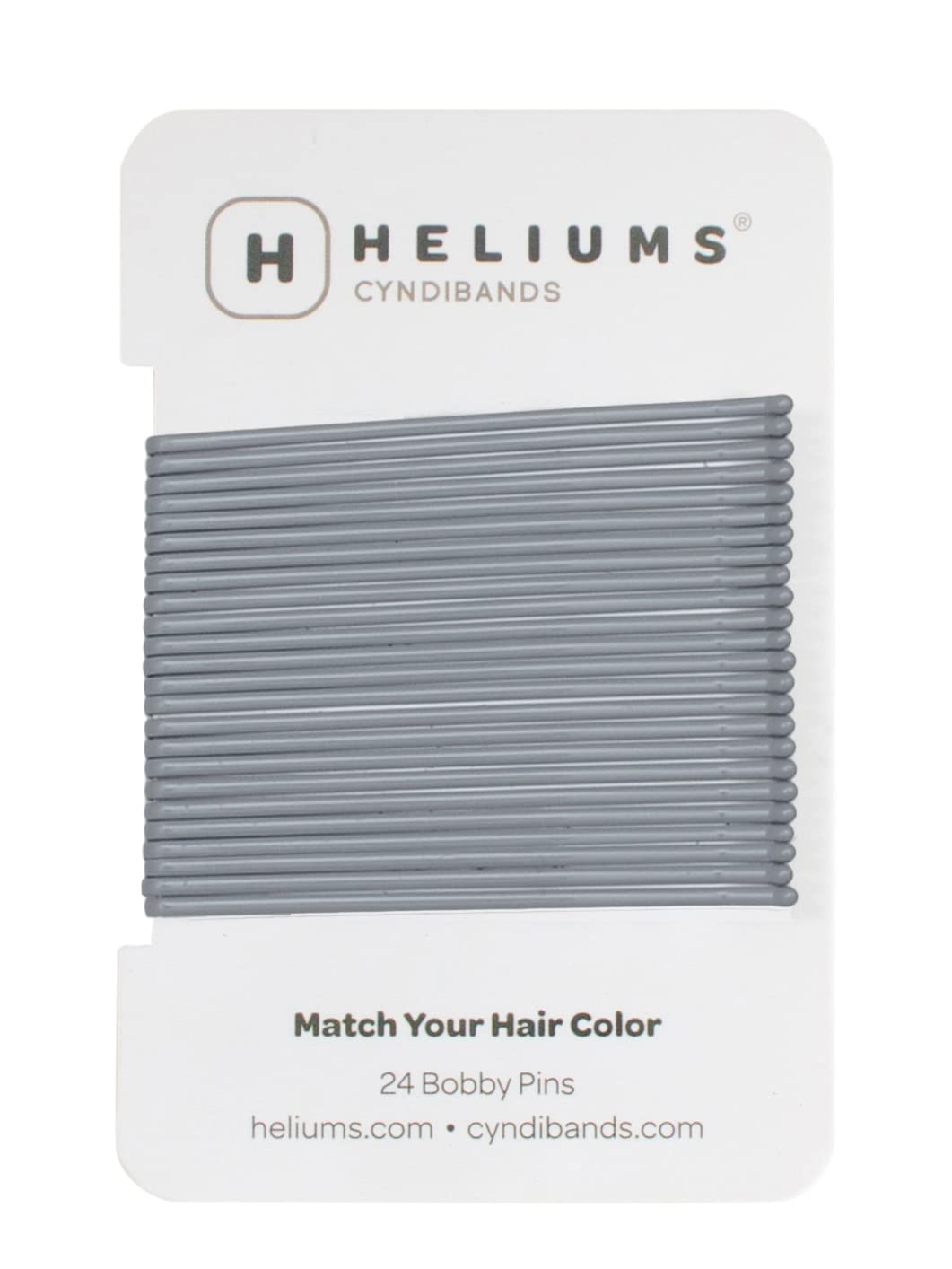 Heliums Large Bobby Pins - Gray - 2.5 Inch Extra Long Straight Hair Pins, Enamel Coated - 24 Count