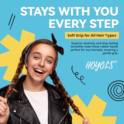 HOYOLS Clear & Black Elastic Hair Ties Rubber Bands Soft Ponytail Holder Mini Plastics Polyband for Women Girls 1500 Pcs Assorted Color Accessories TPU