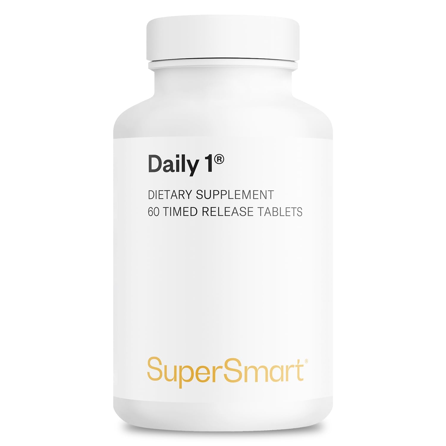 Supersmart - Daily 1® Timed Release - Multivitamin Supplement for Women & Men - with BioPQQ®, Vitamin A, B, C, D & E, Biotin, Quercetin & Fisetin | Made in USA | Non-GMO & Gluten Free - 60 Tablets
