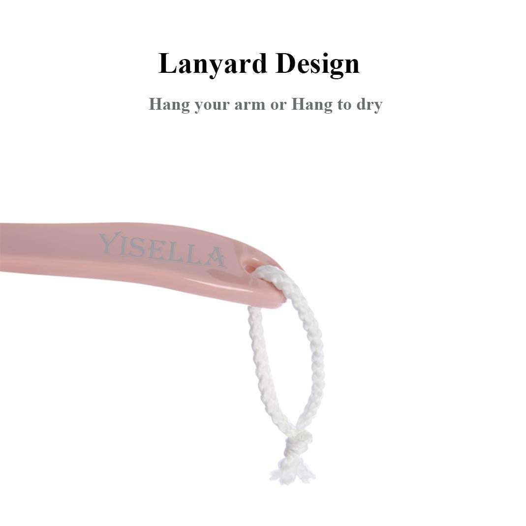 Yisella Shower Brush With Long Handle,Loofah Back Scrubber Blue and White