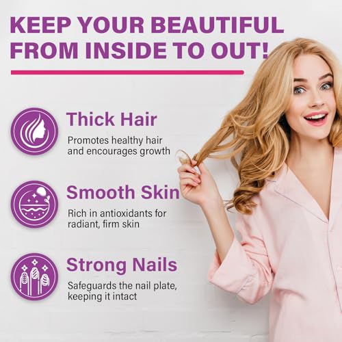 Biotin Gummies for Women and Men, 8 in 1 Organic Formula, Max Strength Biotin and Collagen Gummies with Keratin, Folic Acid & Vitamins, for Hair Growth, Skin and Nails Supplement, Sugar Free,120 Count