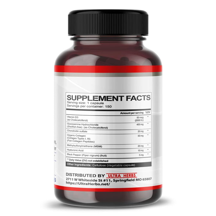 Glucosamine Chondroitin MSM - Joint Mobility Support Supplement Enhanced with Collagen, Hyaluronic Acid, Vitamin D3 | 150 Capsules