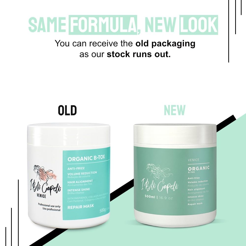 I Belli Capelli Venice B-tox Organic Kit - Organic Treatment 500g/17.60 oz + Deep Cleansing Shampoo 300ml/10.1 fl.oz