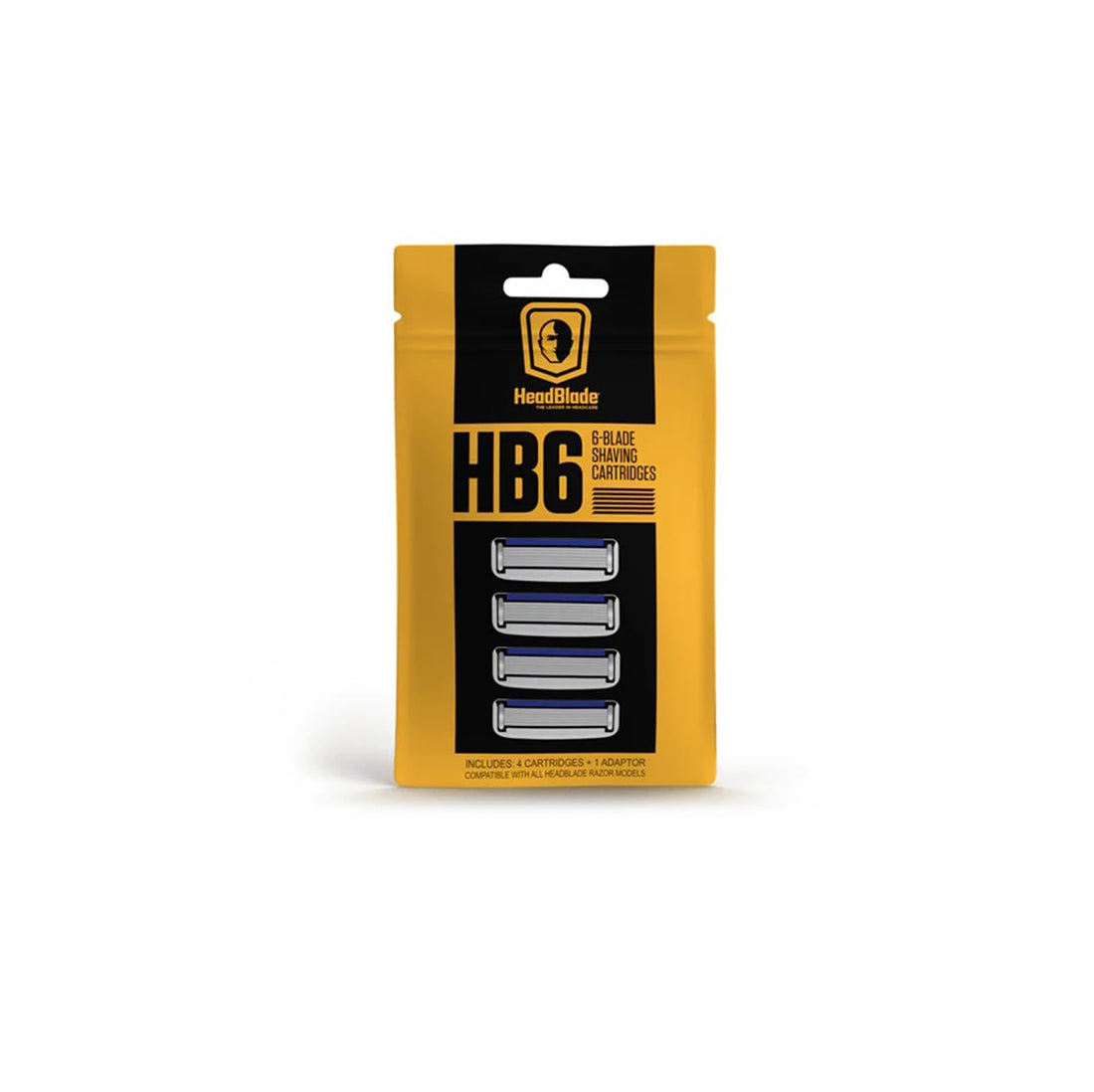 HeadBlade HB6 Refill Blades - 6 Stainless Steel Blades for No Tugging or Pulling, Shave Less, Works for Face, Body, and Scalp