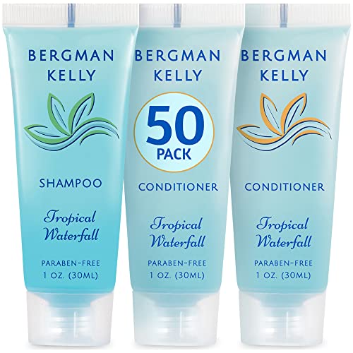 Bergman Kelly - Travel Shampoo and Conditioner Set - 1 fl oz, 100 Pieces, Tropical Waterfall - Delight Your Guests with Invigorating and Refreshing Hotel Toiletries and Guest Hospitality in Bulk