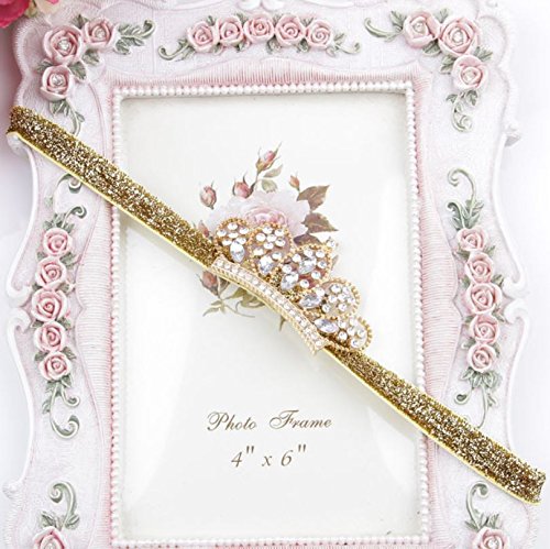 XICHEN®Baby Girls Crown Headband Newborn Princess Head Band Headdress Elastic Hair Band (Crystal -2Pack)