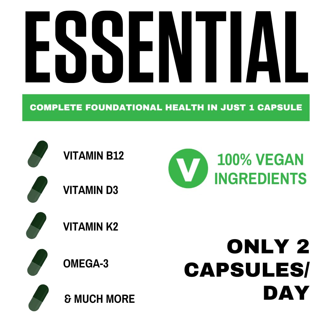 vedge Vegan Omega 3 - Daily Multivitamin Contains Vitamin D, Vitamin B12, Algal Oil for Vegan EPA & DHA - Natural Vitamins, Minerals - 30 Day Supply Nutrition Essential