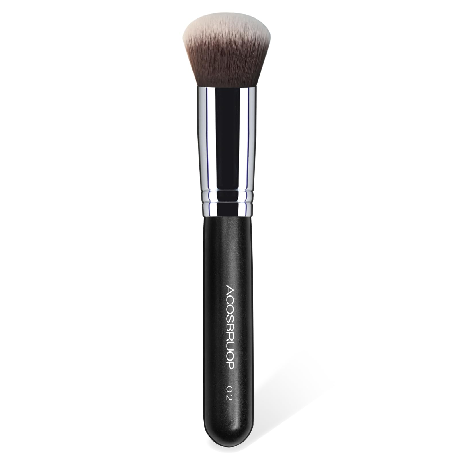 ACOSBRUOP Foundation Brush, Round Top Kabuki Foundation Brush and Professional Grade Makeup Brush for Liquid Blending Mineral Powder Bufting Stippling Makeup Tools, Black