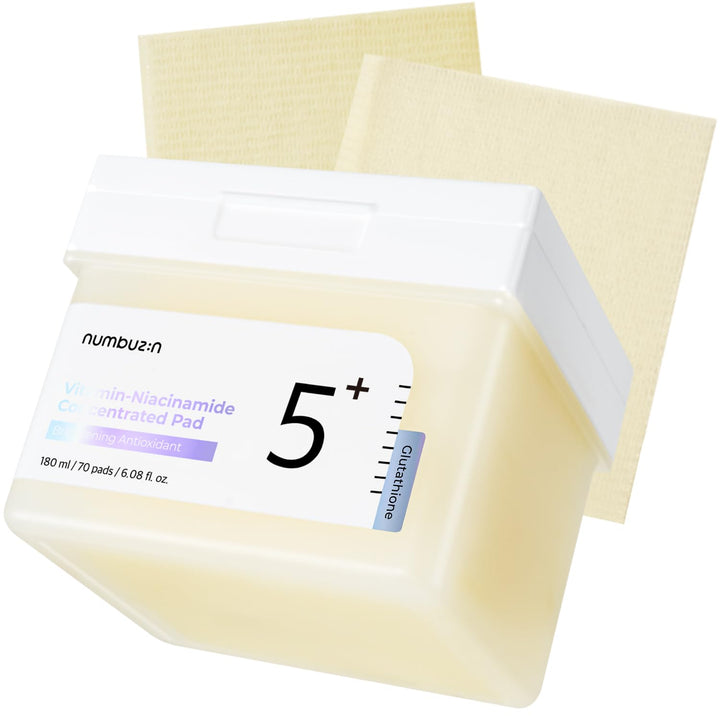 numbuzin No.5 Toner Pads | Vitamin-Niacinamide Concentrated Pad | Double-Sided | Glutathione, Niacinamide, PHA & LHA | Exfoliation, Hyperpigmentation Care | 70 Pads/180 ml